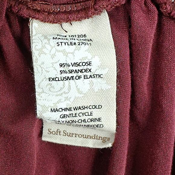 Soft Surroundings Long Sleeve Top Size XL Burgundy Ruched Sides Stretch Jersey - Picture 6 of 6